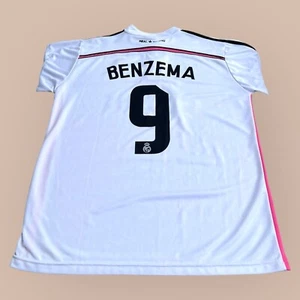 Real Madrid 2015-16 Home Soccer Jersey KARIM BENZEMA #9 Men’s Sz M - Picture 1 of 9