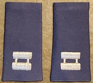 1 Pair (2pc) of USAF Air Force CAPTAIN Rank Large Epaulets *Never Worn* NOS blue - Picture 1 of 5