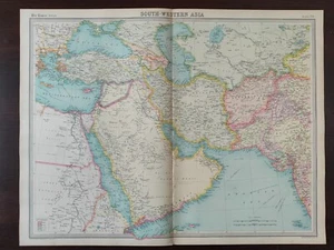 VINTAGE MAP-THE TIMES ATLAS OF THE WORLD-SOUTH-WESTERN ASIA-POLITICAL MAP -1920 - Picture 1 of 3