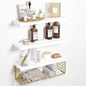 Fixwal 15.8" Bathroom Floating Shelves Over Toilet-3+1 Tier Wall Mounted Shelves - Picture 1 of 7