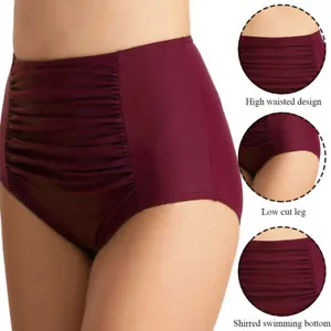 High Waist Bikini Ruched Swim Shorts Lady Bottom Tankini Tummy Control Swimwear - Picture 1 of 18