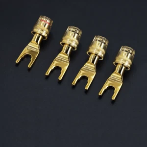 Câble haut-parleur audio HiFi 4 pièces prise Y bêche vers adaptateur jack banane femelle 4 mm - Photo 1/6