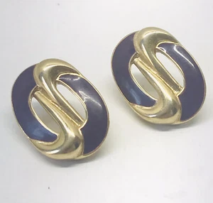 Pendientes Trifari Mujer Tono Dorado Esmalte Púrpura Remolino Pendientes - Imagen 1 de 8