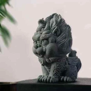 Estatuilla estilo chino Rui Beast Lucky Pixiu piedra arena verde arte escultura - Imagen 1 de 7