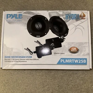 Pyle Marine Hochtöner Lautsprechersystem, ein Paar 1 Zoll PEI schwarz Kalottenhochtöner - Bild 1 von 4