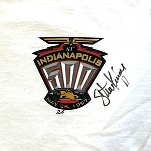 Vintage 81st Indy 500 1997 Single Stitch T-Shirt Signed Steve Kinser Size XL - Picture 1 of 11