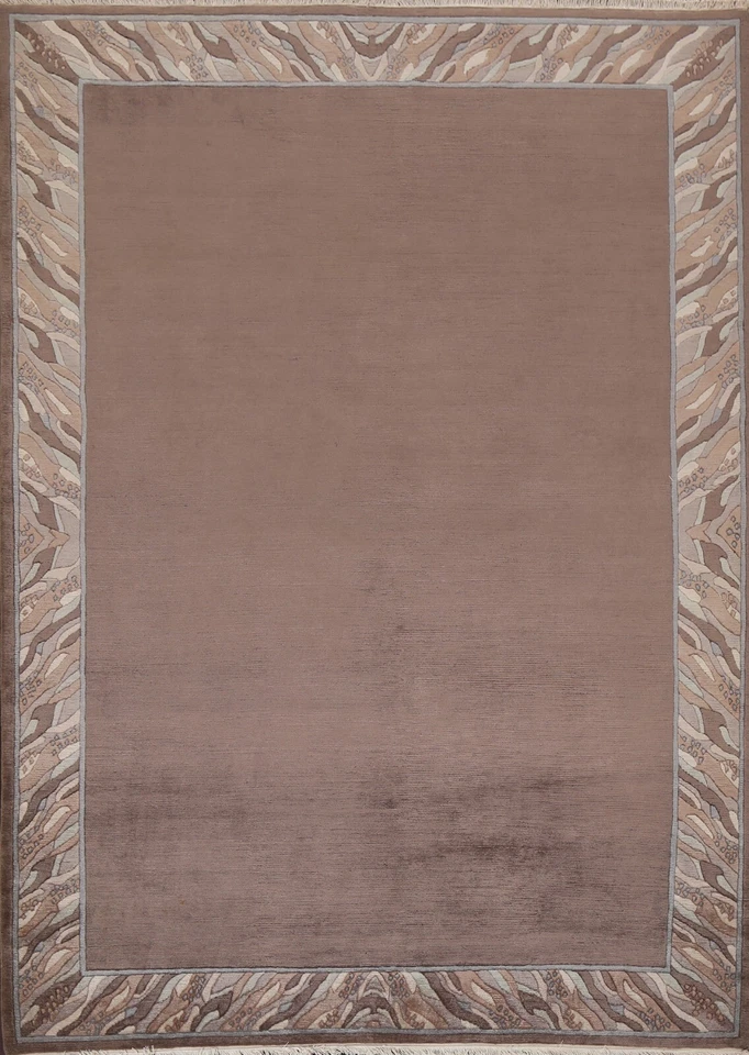 Bordered Nepal Tibetan Hand-knotted Oriental Area Rug Wool Home Decor 6x8 Carpet - Image 1 of 4