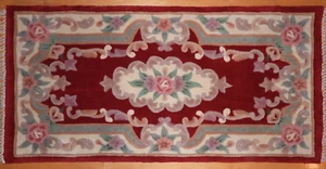 Vintage Handmade Chinese Aubusson Oriental Wool Runner Rug 2.5' X 5' - Picture 1 of 8
