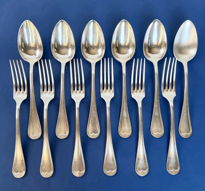 Ménagère Apollo 12 pièces métal argenté, modèle filet, cuillères, fourchette - Photo 1/4