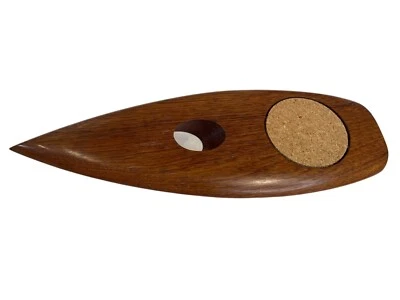 Solid Teak Wine Bottle Support with Coaster for Display - Image 1 of 4