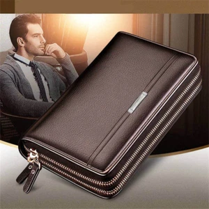 Mature Men Real Leather Briefcase Wallet Fashion Purse Business Clutch Handbag - Picture 1 of 15