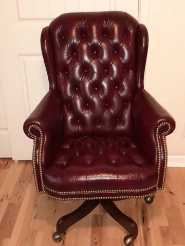 HANCOCK & MOORE Chesterfield Burgundy Tufted Leather High Back Executive Chair Cover