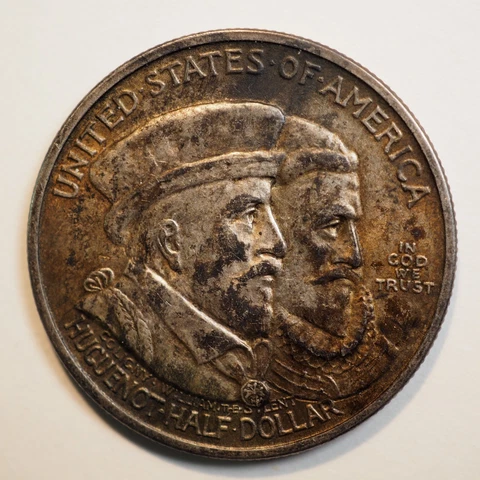 1924 HUGUENOT SILVER COMMEMORATIVE HALF DOLLAR - FREE SHIPPING! A3983 Cover