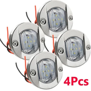 4X Round Marine Boat LED Courtesy Lights Cabin Deck Stern Navigatioin Light Blue - Picture 1 of 16