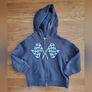GYMBOREE Boys XS 3/4 blue racing flags hoodie - Picture 1 of 7
