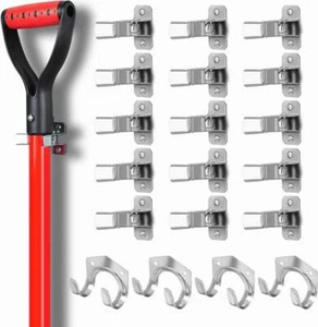 19PC Spring Grip Clamp Garden Tool Organizer Metal Shovel Holder Wall Mount Mop - Picture 1 of 8