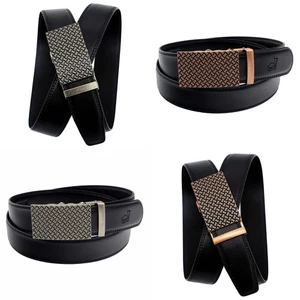 QHA Mens Ratchet Leather Belt Automatic Buckle 35mm Wide Q13 - Picture 1 of 26