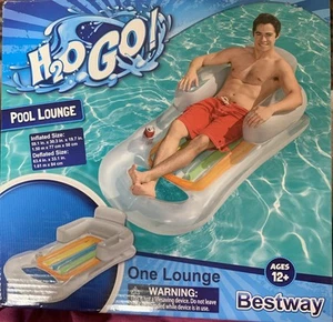 H2O GO! Bestway Alfombra Sillón Piscina Flotador de Agua Juguete con Respaldo y Portavasos NUEVO - Imagen 1 de 3