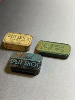 Vintage Split Shot Sinkers Pflueger Ideal Meadow Brook Tins Lot - Image 1 of 4