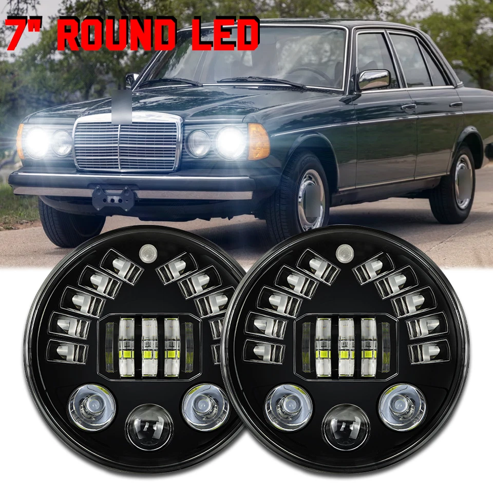 Faros LED redondos de 7 pulgadas alto/bajo para Mercedes Benz 240D 300D 220D 300TD 280 Foto 1 de 4
