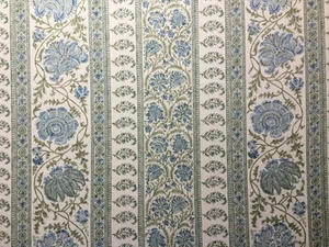 LEE JOFA CURTAIN FABRIC ‘INDIENNES STRIPE’ 1.1M SEA - LINEN BLEND-SARAH BARTHOL - Picture 1 of 7
