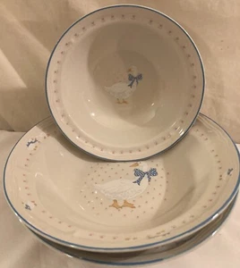 Aunt Rhody Geese Serving & Cereal Bowls Brick Oven Tienshan Stoneware - Picture 1 of 6