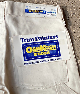 Vintage OshKosh Painter Pants NOS Boys 9 Slim White Union Made in USA S 1970's