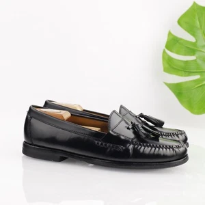 Cole Haan Mens Pinch Loafer Size 9 D Black Leather Tassel Moc Toe Dress Shoes - Picture 1 of 16