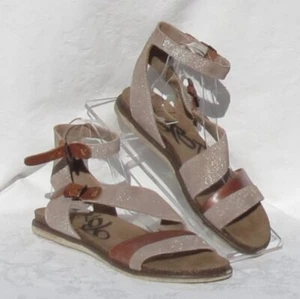 135 $ OTBT US Damenschuhe 10M Metallic-Leder MARCH ON flache Knöchel-Sandalen - Bild 1 von 7