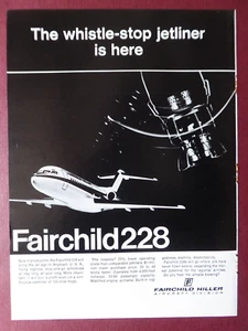 2/1968 PUB FAIRCHILD HILLER AIRCRAFT FAIRCHILD 228 ORIGINAL AD - Imagen 1 de 1