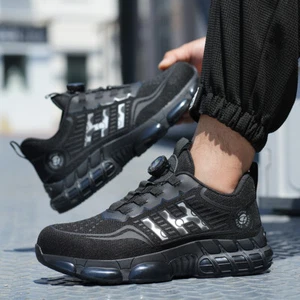 Herren Arbeit Sicherheit Schuhe Stahlkappe Drehknopf Komfort Atmungsaktiv Turnschuhe - Bild 1 von 24