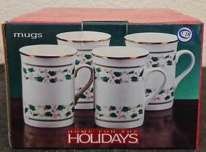 Tazas de café/té Home for the Holidays Holly Holiday nuevas en caja (juego de 4) - Imagen 1 de 1