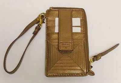 NUEVO FÓSIL AMANDA, CREMALLERA ALREDEDOR METAL BRONCE CUERO PULSERA, CARTERA, EMBRAGUE  Foto 1 de 4