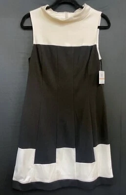 Muse Women's Mock Neck Sleeveless Color Block Dress Size 12 NWT Black White - Image 1 of 4