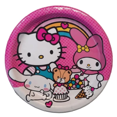 Hello Kitty 8 克拉 9 英寸午餐圆形纸盘 — 第 1/3 张图片