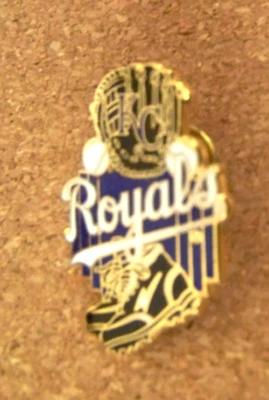 KC Kansas City Royals mitt balls spikes lapel pin 1995 MLB c43491 - Image 1 of 4
