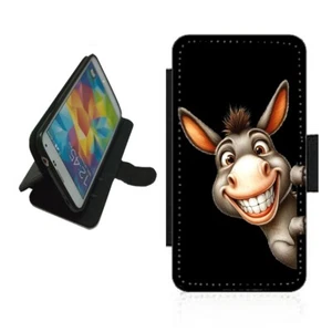 Donkey Phone Case Wallet For iPhone Samsung flip drawing DON1 Peeking smiling - Picture 1 of 3