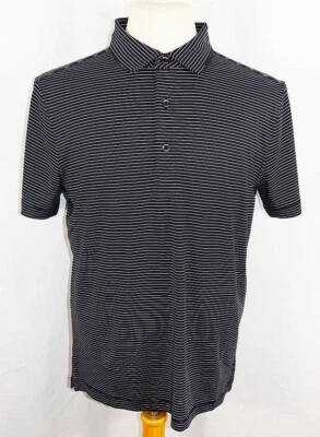 Nuevo Polo Para Hombre Cutter & Buck Negro/Blanco Forja Lápiz Rayas Calce Ajustado M Foto 1 de 2