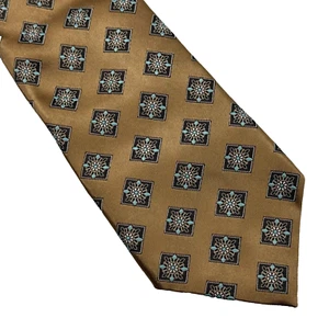 Ermenegildo Zegna Silk Tie Brown Bronze Geometric Floral Pattern 3 1/2W X 59L - Picture 1 of 3