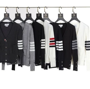 2024thom Browne 5565XX Herren Damen 4 BARS Slim Fit Wolle V-Ausschnitt Pullover Cardigan - Bild 1 von 8
