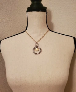 NEW Ettika Womens Gold Chain Necklace Gray Resin Octagon Shape Fashion Jewelry - Picture 1 of 9