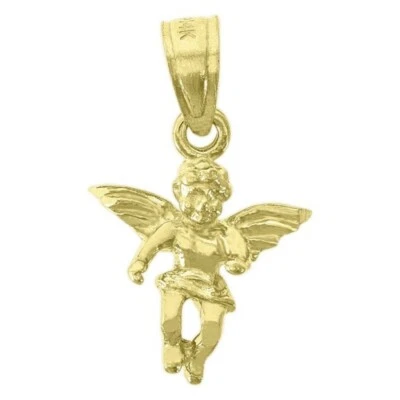 小号 14k 黄金女式宗教飞行天使时尚吊坠小饰品 — 第 1/2 张图片