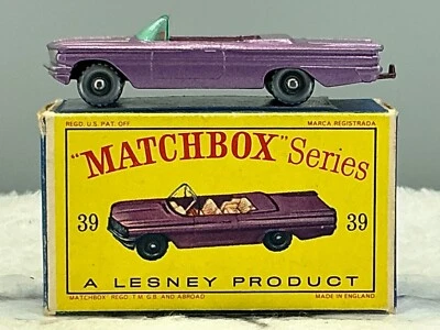 Matchbox Moko lesney#39 B Pontiac Convert,1962,V,N,Mint in D2 Box all Orig,N.O.S - Image 1 of 4