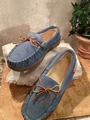 Alpine Swiss Sabine Mujer Gamuza Piel de Oveja Mocasín Zapatillas Casa Zapatos Talla -9 M Foto 1 de 4