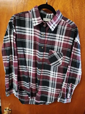 Women's Small Kirra Maroon/Black/White Plaid Long Sleeve Button Down Shirt - Image 1 of 4