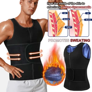 Men Gynecomastia Compression Tank Top Sweat Vest Fitness Body Shaper Sauna Belt - Picture 1 of 16