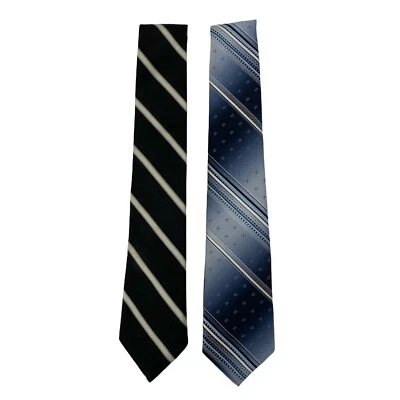 Lote de 2 corbatas para hombre piedra rojiza rayas negras seda silverwoods Oleg Cassini 0632 Foto 1 de 4