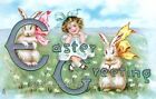 Easter Greetings Girl Bunny Bow Quilt Block Multi Szs FrEE ShiPPinG WoRld WiDE