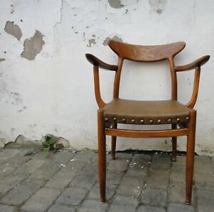 Hans Wegner (zugeschrieben) W2 Stuhl arm-chair Eiche Leder mid century danish