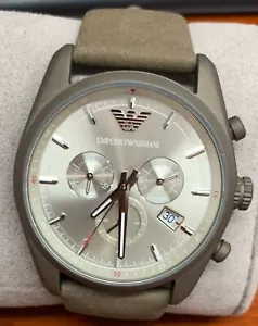 Emporio Armani AR6076 Sportivo Silver Dial Leather Strap Chronograph Men's Watch - Picture 1 of 1